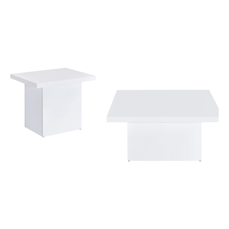 Coaster Devar 2-piece Square Engineered Wood Coffee Table Set White High Gloss