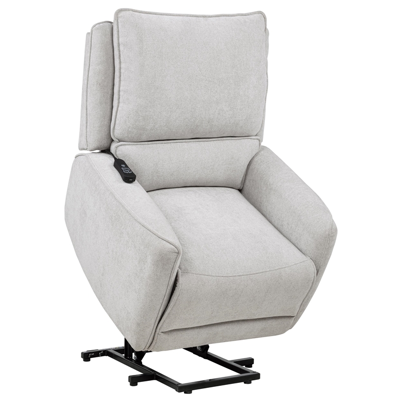 Coaster Sylmar Chenille Fabric Upholstered Dual Power Lift Recliner in Dove Gray