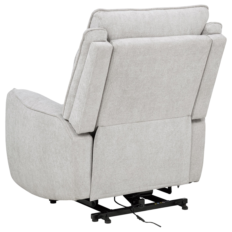 Coaster Sylmar Chenille Fabric Upholstered Dual Power Lift Recliner in Dove Gray