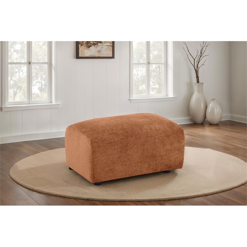 Coaster Burnett Chenille Upholstered Ottoman in Burnt Orange