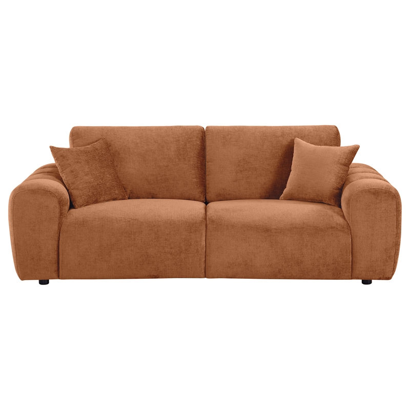 Coaster Burnett Chenille Upholstered Wide Arm Sofa in Burnt Orange