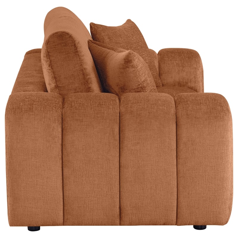 Coaster Burnett Chenille Upholstered Wide Arm Loveseat in Burnt Orange