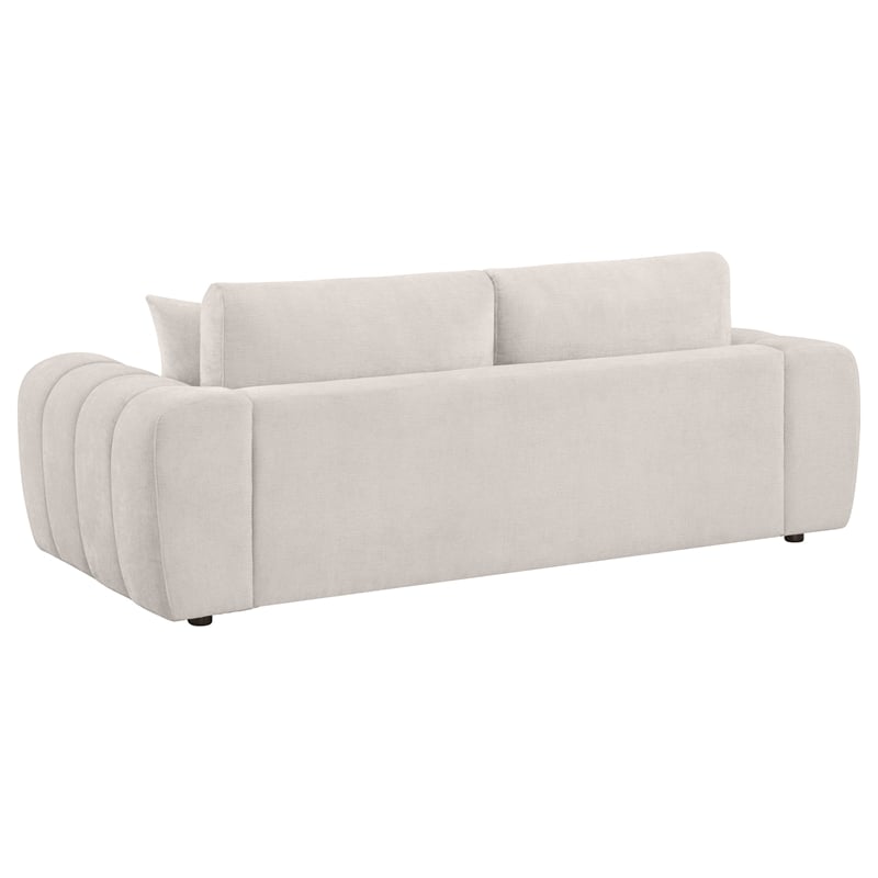 Coaster Burnett Chenille Upholstered Wide Chunky Arm Sofa in Ivory