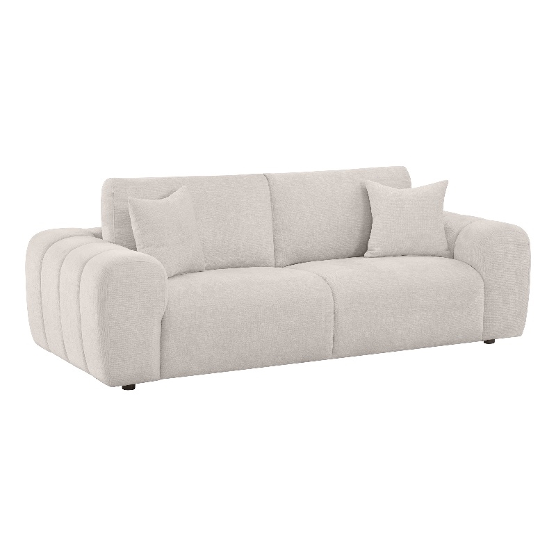 Coaster Burnett Chenille Upholstered Wide Chunky Arm Sofa in Ivory