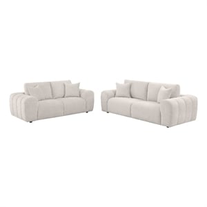 Coaster Burnett 2-piece Chenille Upholstered Sofa Set in Ivory