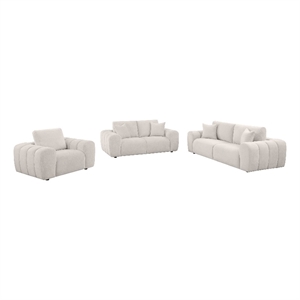 Coaster Burnett 3-piece Chenille Upholstered Sofa Set in Ivory