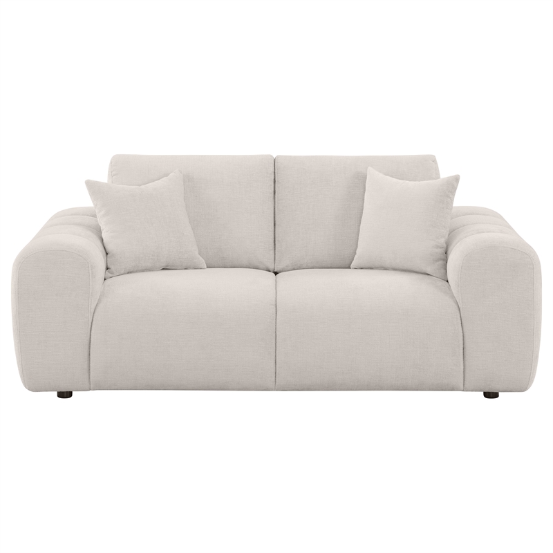 Coaster Burnett Chenille Upholstered Wide Arm Loveseat in Ivory