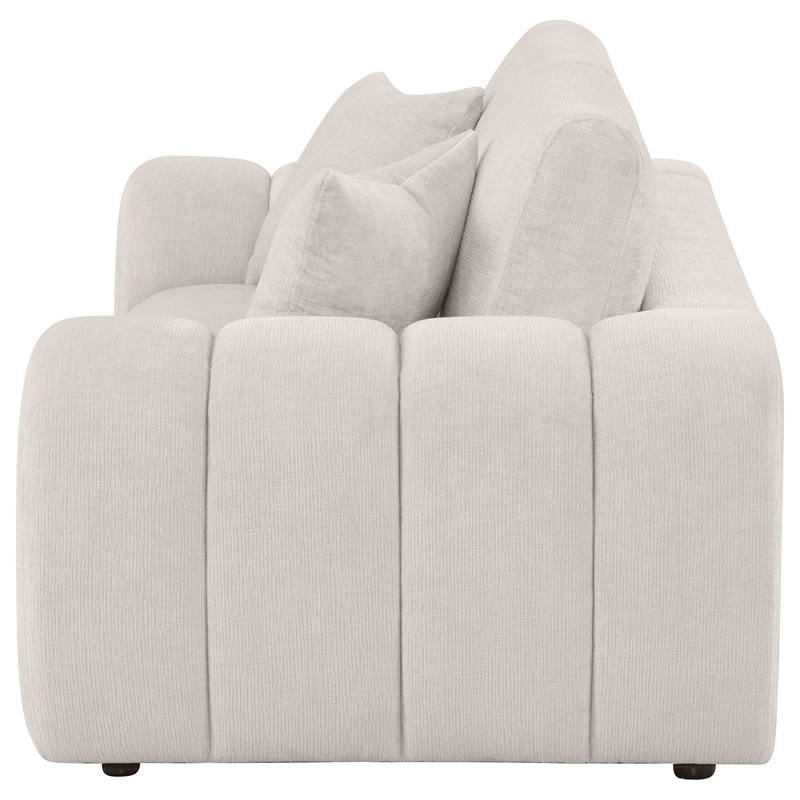 Coaster Burnett Chenille Upholstered Wide Arm Loveseat in Ivory