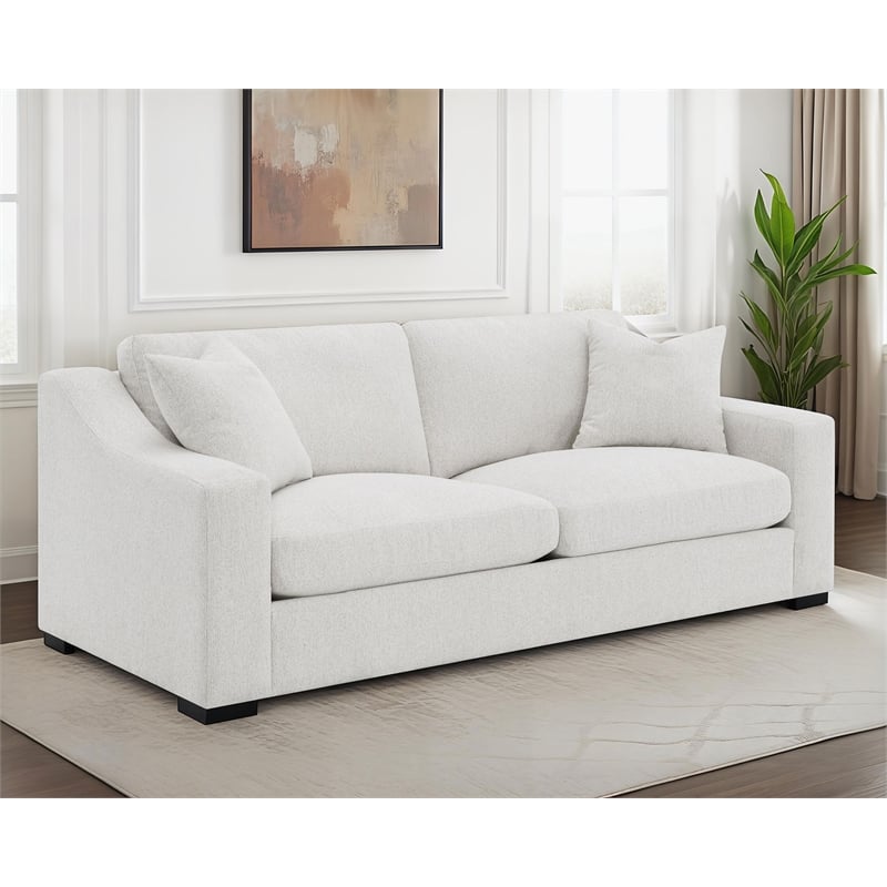 Coaster Ashlyn Transitional Fabric Upholstered Track Arm Sofa in Sand