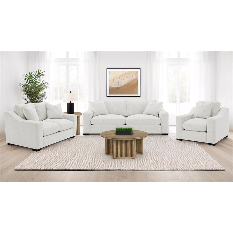 Coaster Ashlyn 3-piece Fabric Upholstered Track Arm Sofa Set in Sand