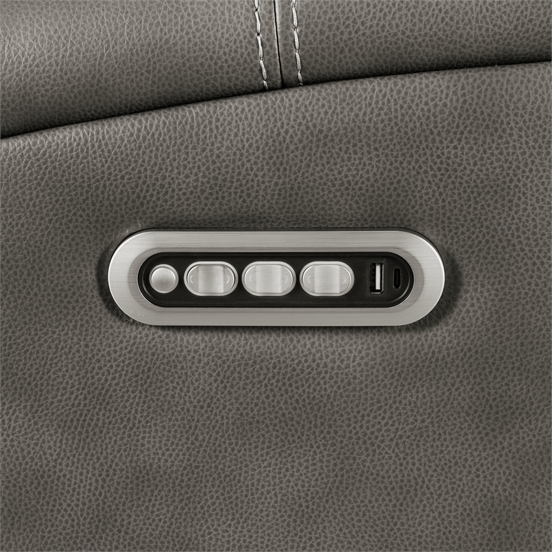 Coaster Brickston Faux Leather Triple Power Swivel Glider Recliner in Charcoal