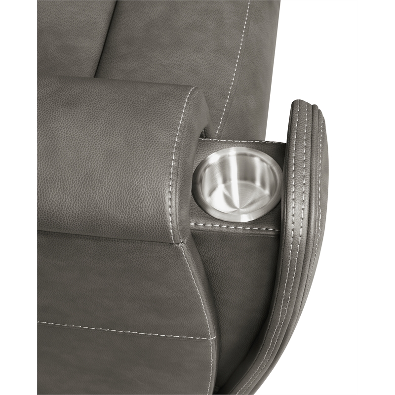 Coaster Brickston Faux Leather Triple Power Swivel Glider Recliner in Charcoal