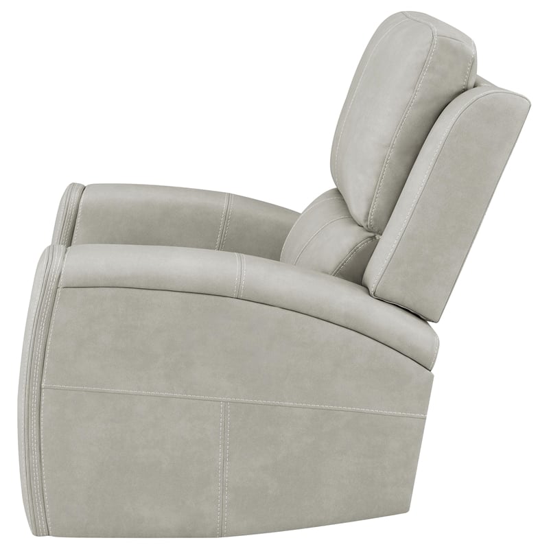 Coaster Brickston Faux Leather Triple Power Swivel Glider Recliner in Gray