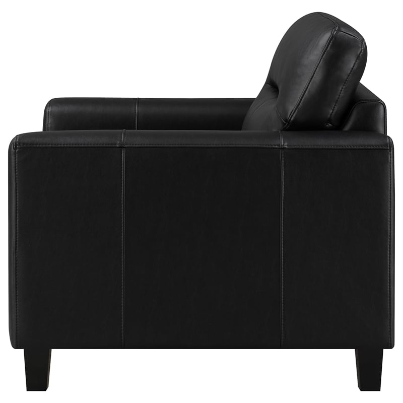 Coaster Scotland Faux Leather Upholstered Track Arm Chair in Black
