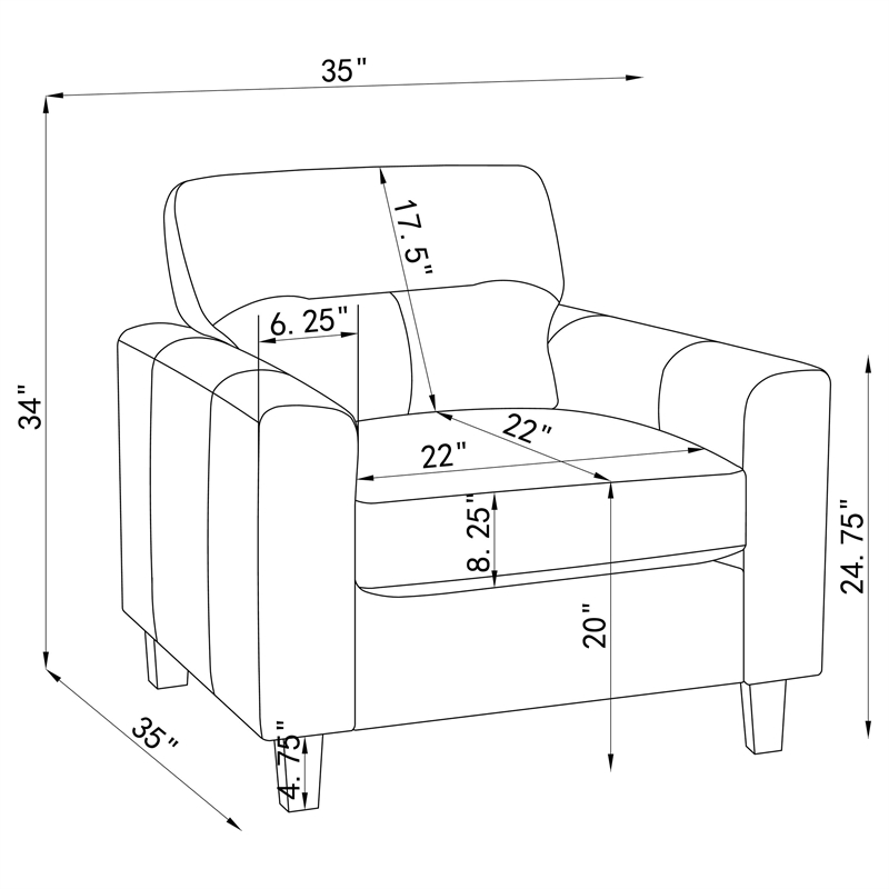 Coaster Scotland 3-piece Faux Leather Upholstered Sofa Set in Black