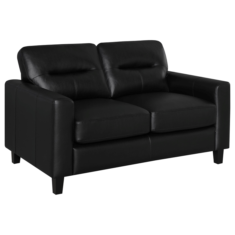 Coaster Scotland 3-piece Faux Leather Upholstered Sofa Set in Black