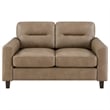 Coaster Scotland Faux Leather Upholstered Track Arm Loveseat in Brown