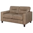 Coaster Scotland Faux Leather Upholstered Track Arm Loveseat in Brown