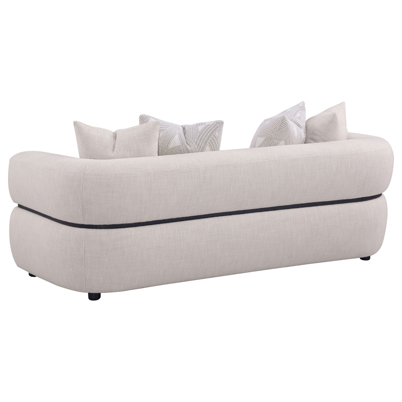 Coaster Jeanette 84-inch Fabric Upholstered Round Arm Sofa in Beige