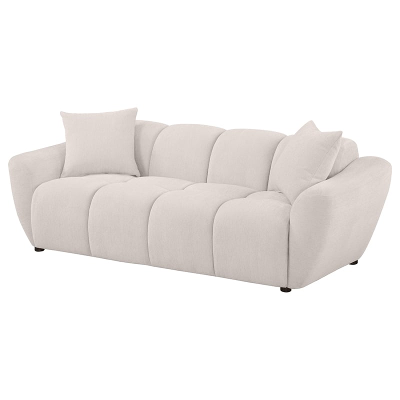 Coaster Destino Upholstered Chenille Splayed Arm Sofa in Beige