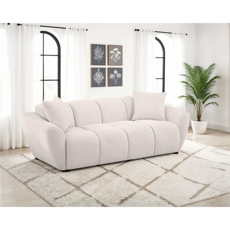 Coaster Destino Upholstered Chenille Splayed Arm Sofa in Beige