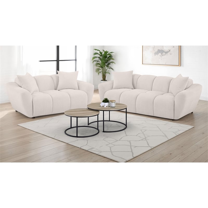 Coaster Destino 2-piece Upholstered Chenille Splayed Arm Sofa Set in Beige
