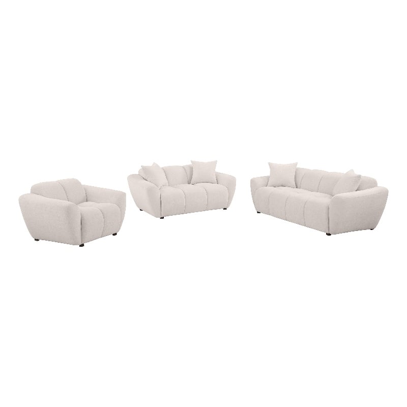 Coaster Destino 3-piece Upholstered Chenille Splayed Arm Sofa Set in Beige