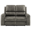 Coaster Brickston Faux Leather Triple Power Reclining Loveseat in Charcoal
