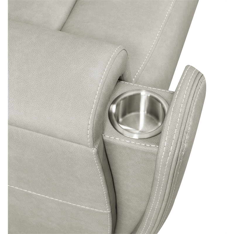 Coaster Brickston Faux Leather Triple Power Reclining Sofa in Gray