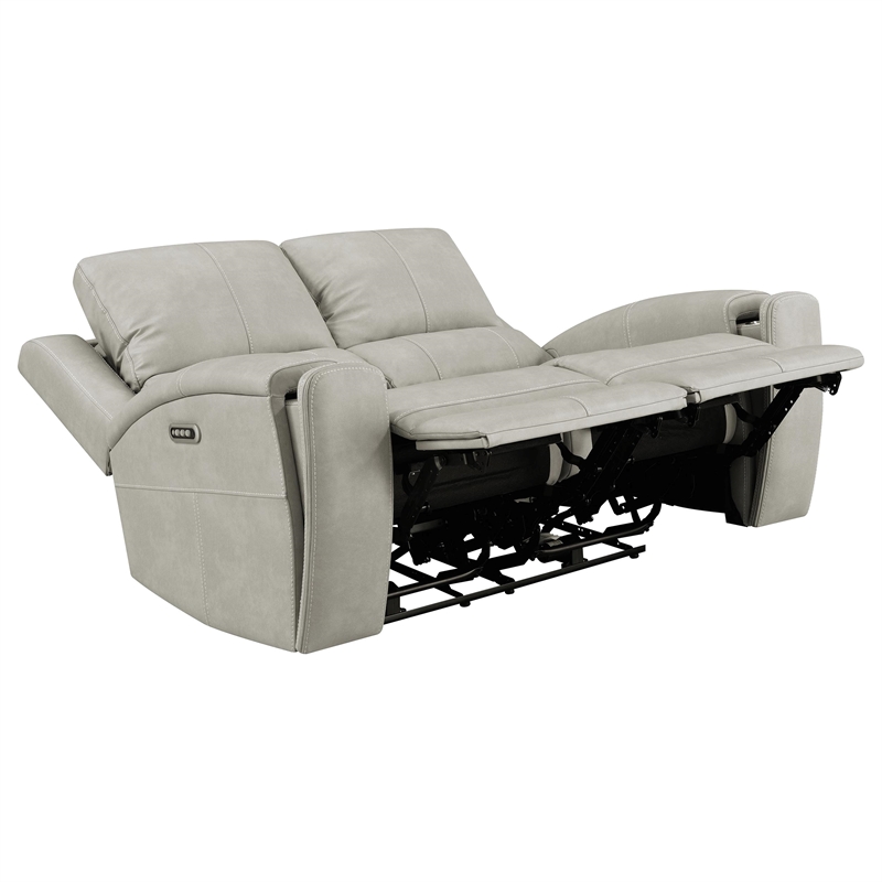 Coaster Brickston Faux Leather 3 PC Triple Power Reclining Sofa Set in Gray