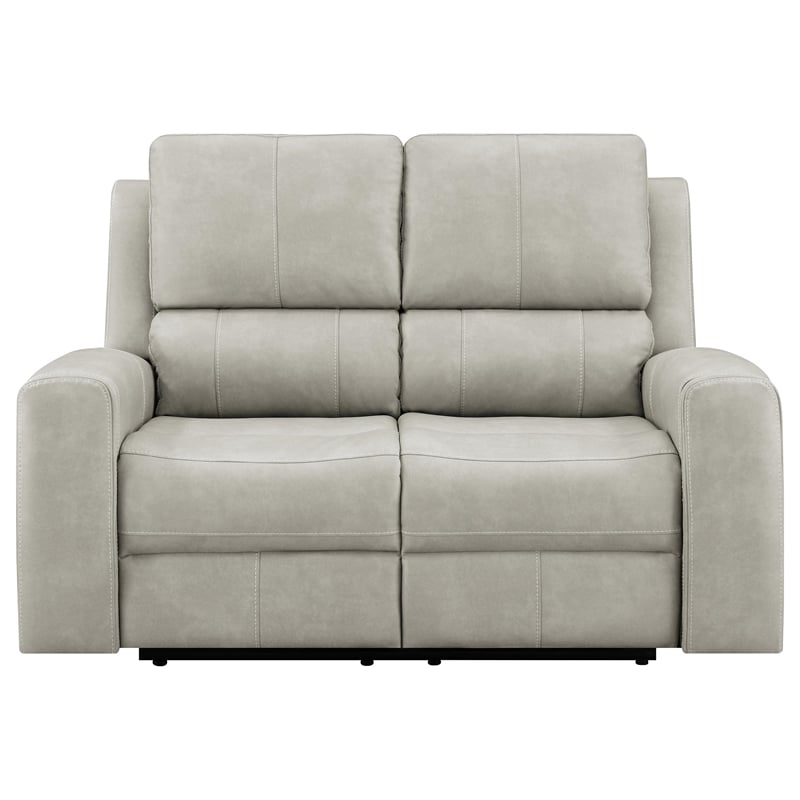 Coaster Brickston Faux Leather Triple Power Reclining Loveseat in Gray