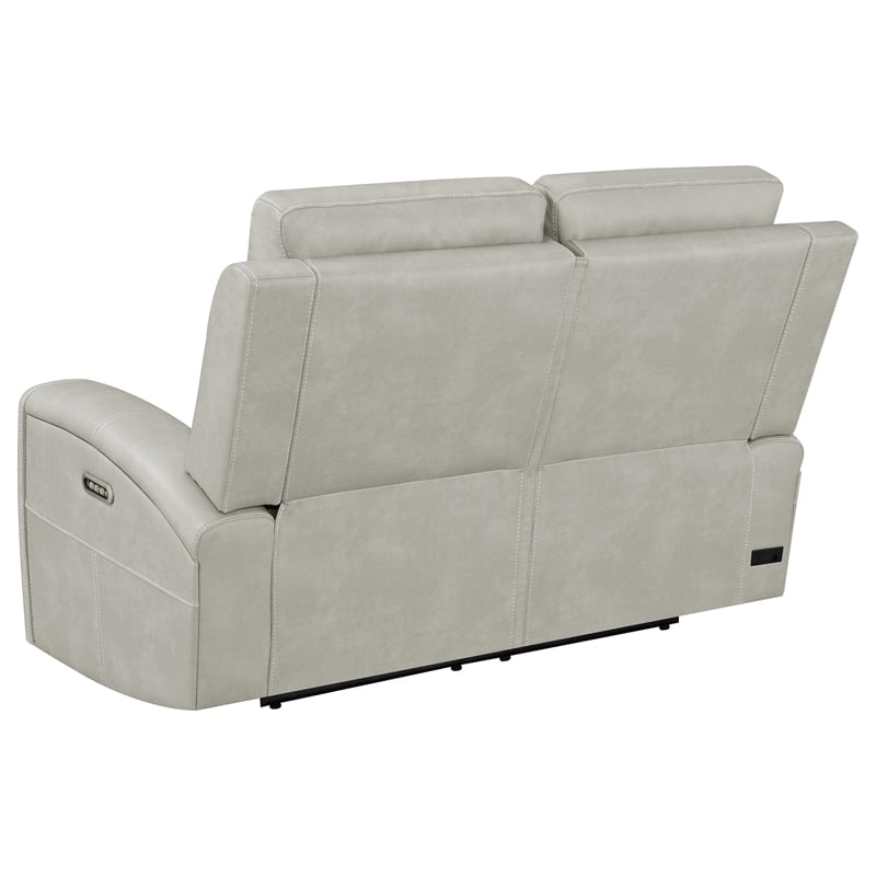Coaster Brickston Faux Leather Triple Power Reclining Loveseat in Gray