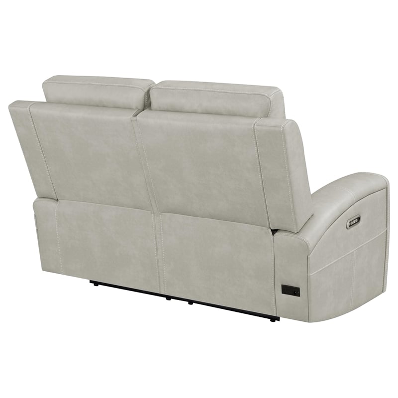 Coaster Brickston Faux Leather Triple Power Reclining Loveseat in Gray