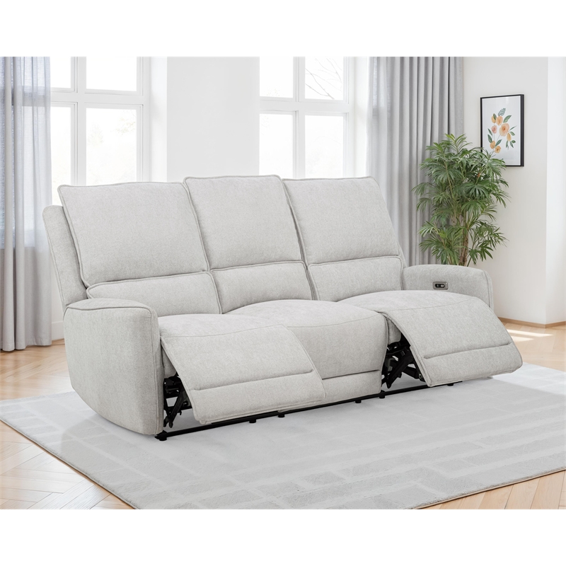 Coaster Sylmar Chenille fabric Upholstered Power Reclining Sofa in Gray