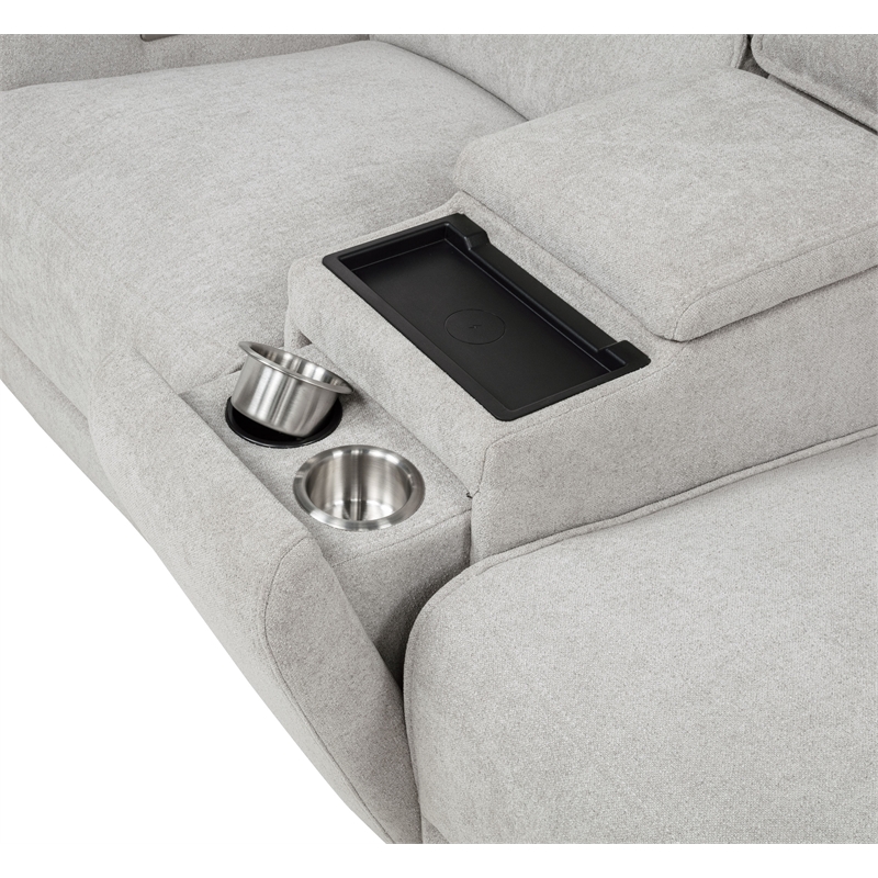 Coaster Sylmar 3-piece Chenille Fabric Power Reclining Sofa Set in Dove Gray