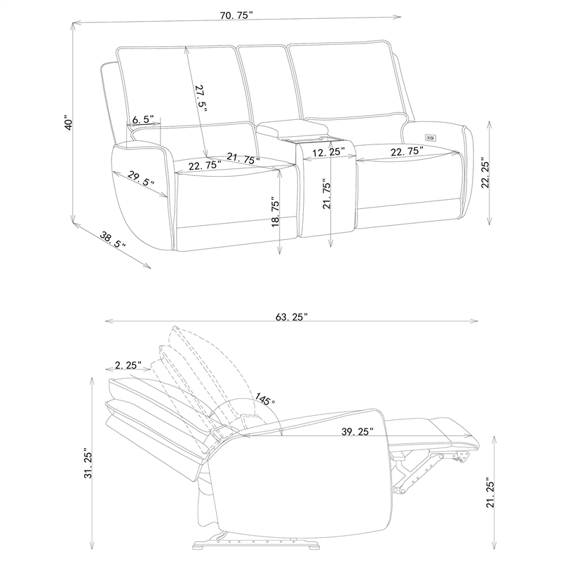 Coaster Sylmar Chenille Upholstered Power Reclining Loveseat in Dove Grey