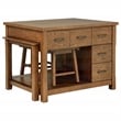 Coaster Mayfair 3-Piece Wood Kitchen Island with Extension Table in Oak Brown