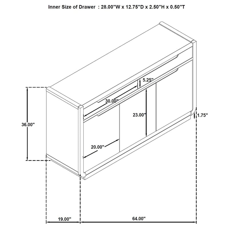 Coaster Leandro 2-Drawer Wood Dining Sideboard Server in Burnished Black
