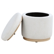 Coaster Remuda Upholstered Boucle Fabric Round Storage Ottoman in Ivory White