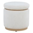 Coaster Remuda Upholstered Boucle Fabric Round Storage Ottoman in Ivory White