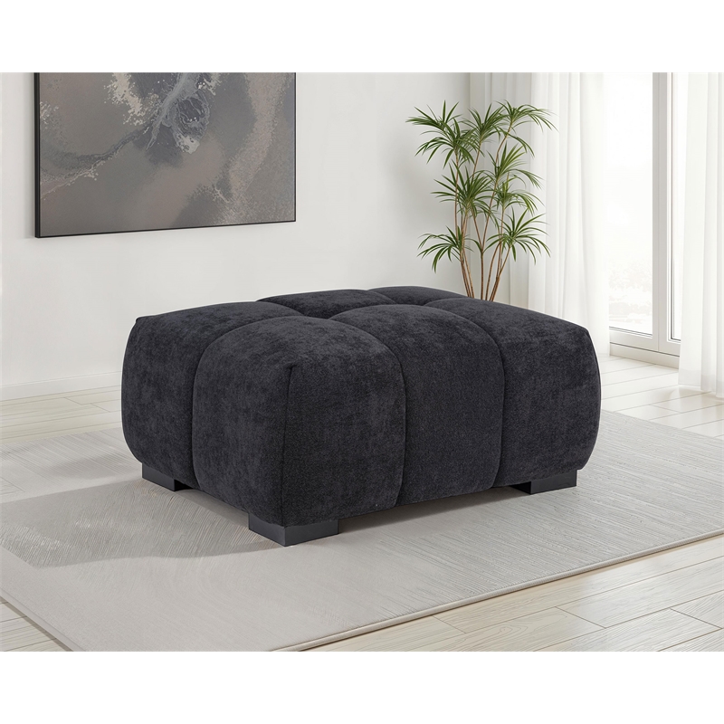 Coaster Octavia Tufted Upholstered Fabric Rectangular Ottoman in Black