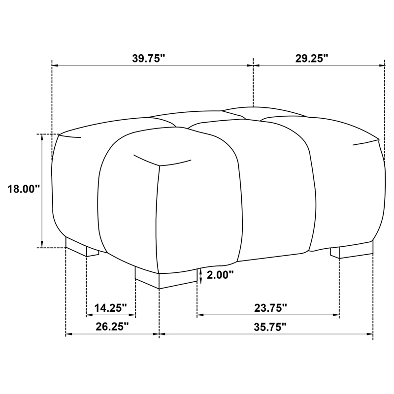 Coaster Octavia Tufted Upholstered Fabric Rectangular Ottoman in Black