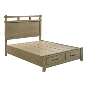 Coaster Hazlewood 59&quot Rustic Wood Queen Panel Storage Bed in Vineyard Oak
