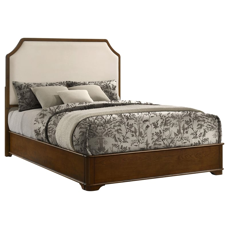 Coaster Garland Traditional Wood Queen Panel Bed in Cream/Brown Cherry