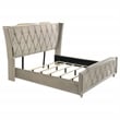 Coaster Lorient Upholstered Velvet Eastern King LED Wingback Bed in Ivory/Camel