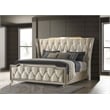 Coaster Lorient Upholstered Velvet Eastern King LED Wingback Bed in Ivory/Camel