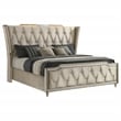 Coaster Lorient Upholstered Velvet Eastern King LED Wingback Bed in Ivory/Camel