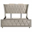 Coaster Lorient Upholstered Velvet Eastern King LED Wingback Bed in Ivory/Camel