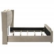Coaster Lorient Upholstered Velvet Eastern King LED Wingback Bed in Ivory/Camel