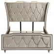 Coaster Lorient Upholstered Velvet Queen LED Wingback Bed in Ivory/Camel